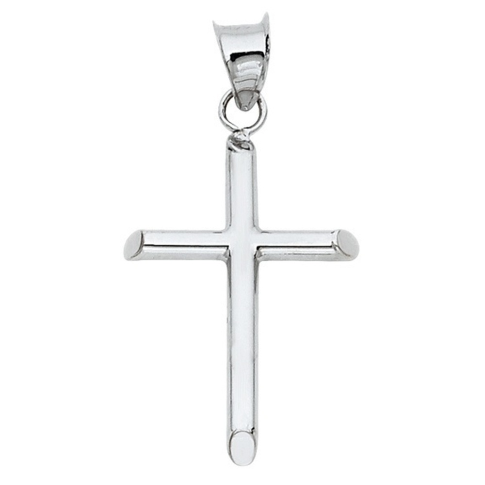 New 14K Solid White Gold Cross Pendant